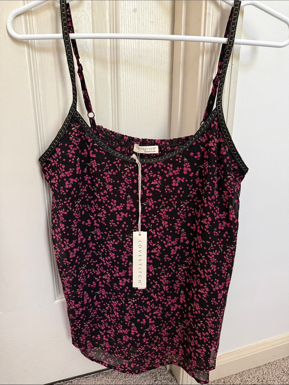 lovestitch Black with Pink Micro Floral Cami